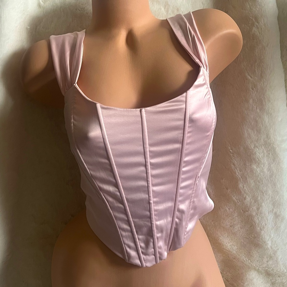 NWT Silky Lace Up Corset Top